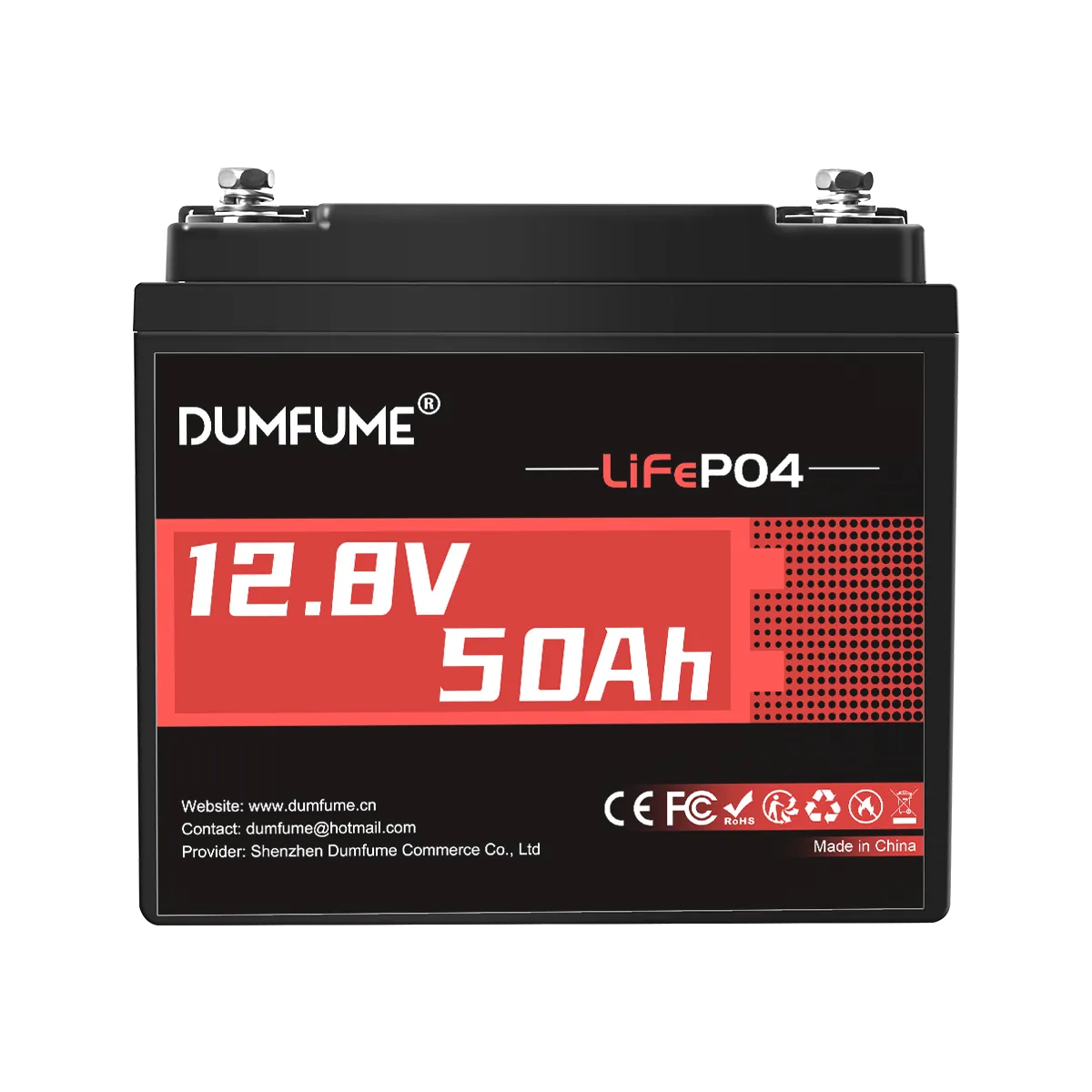 Dumfume 12V 50Ah Deep Cycle Rechargeable LiFePO4 Battery