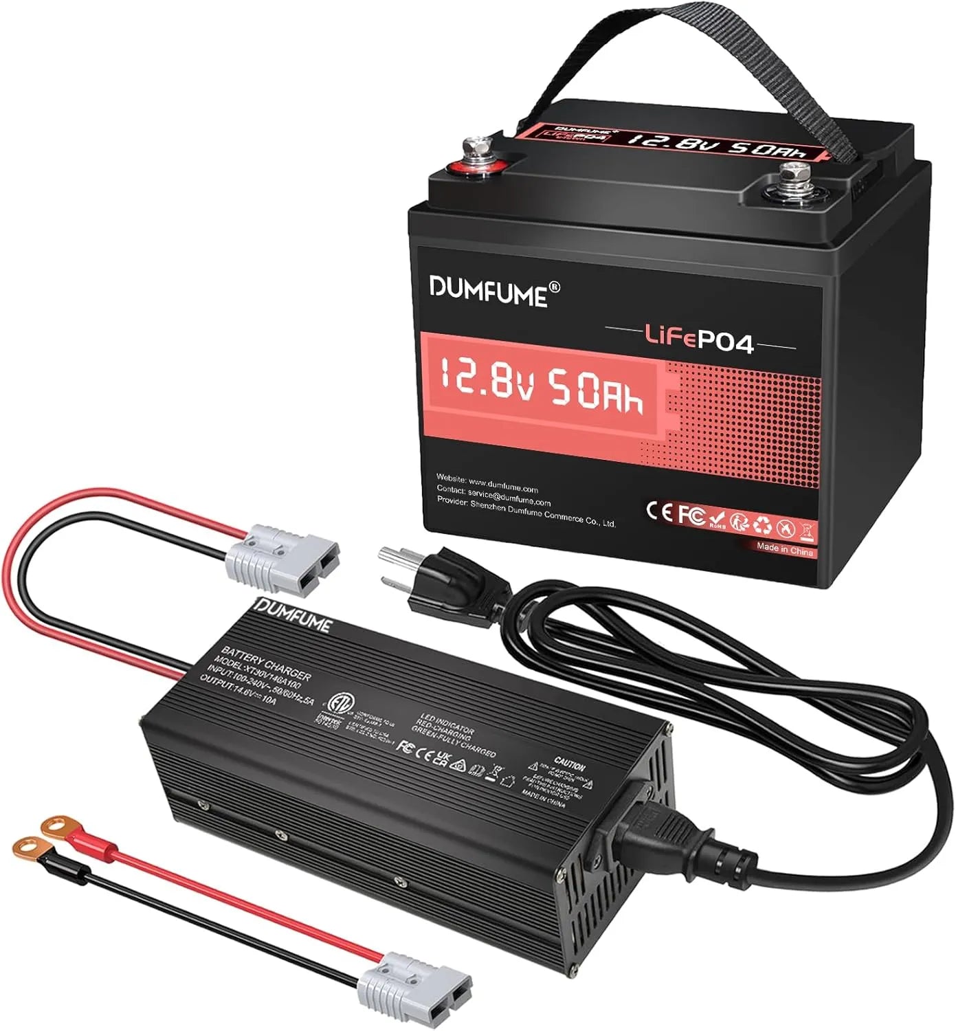 12V 50Ah LiFePO4 Battery & Charger Combo: 5-Hour Fast Charging, 10-Year Lifespan, and 640Wh Energy for Your Adventures.