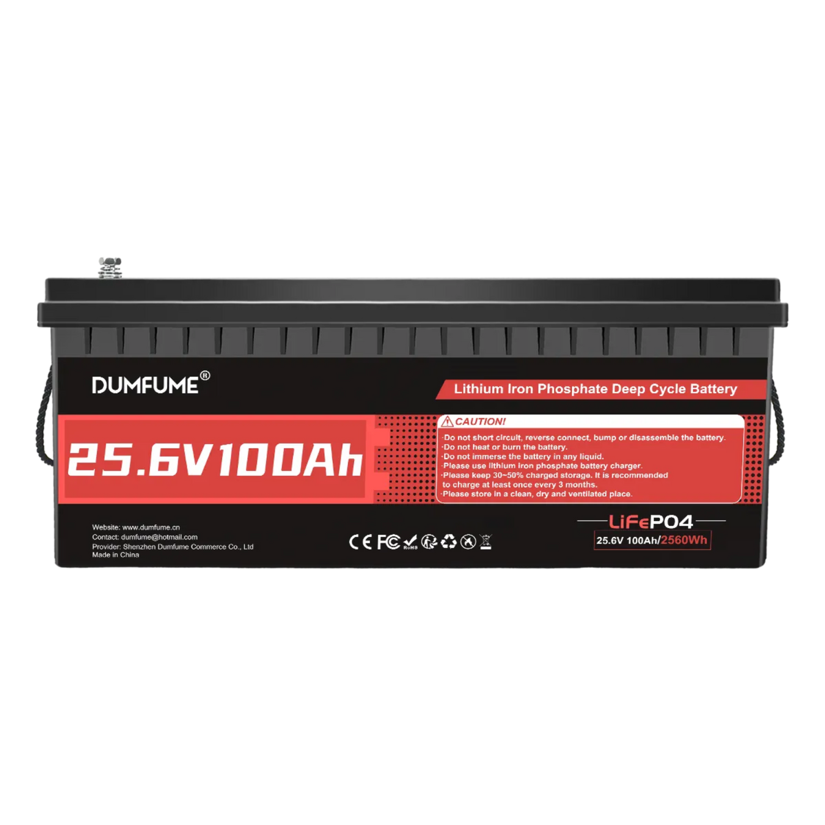 Dumfume 24V 100Ah Deep Cycle Rechargeable LiFePO4  Battery for RV, Solar, Marine, Camping, Off-Grid, Home Energy Storage