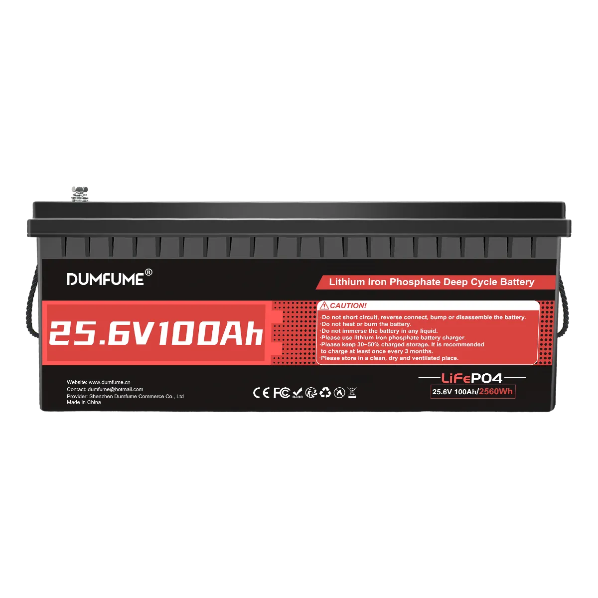 Dumfume 24V 100Ah Deep Cycle Rechargeable LiFePO4  Battery