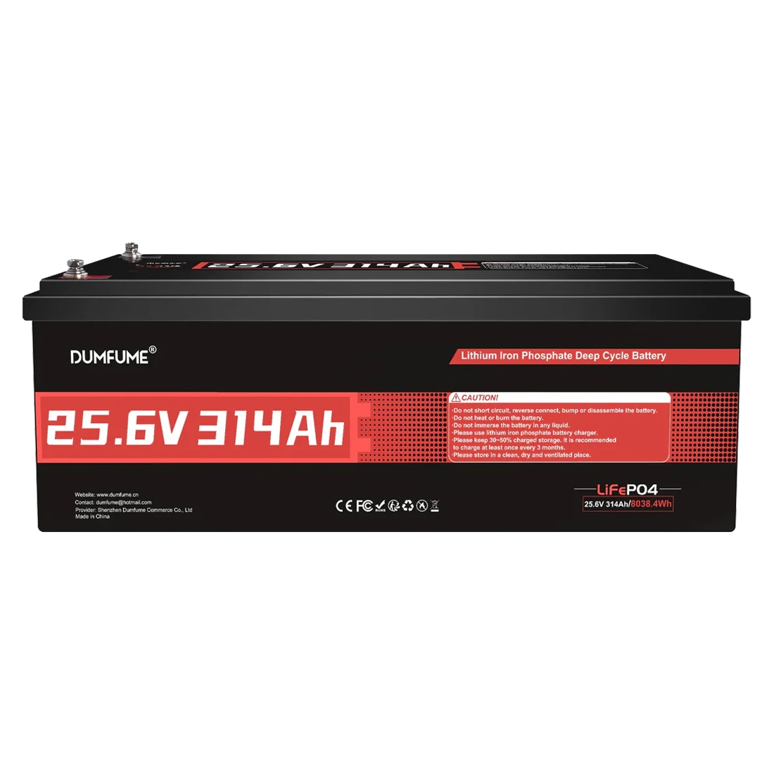 Dumfume 24V 314Ah Deep Cycle Rechargeable LiFePO4  Battery for RV, Solar, Marine, Camping, Off-Grid, Home Energy Storage