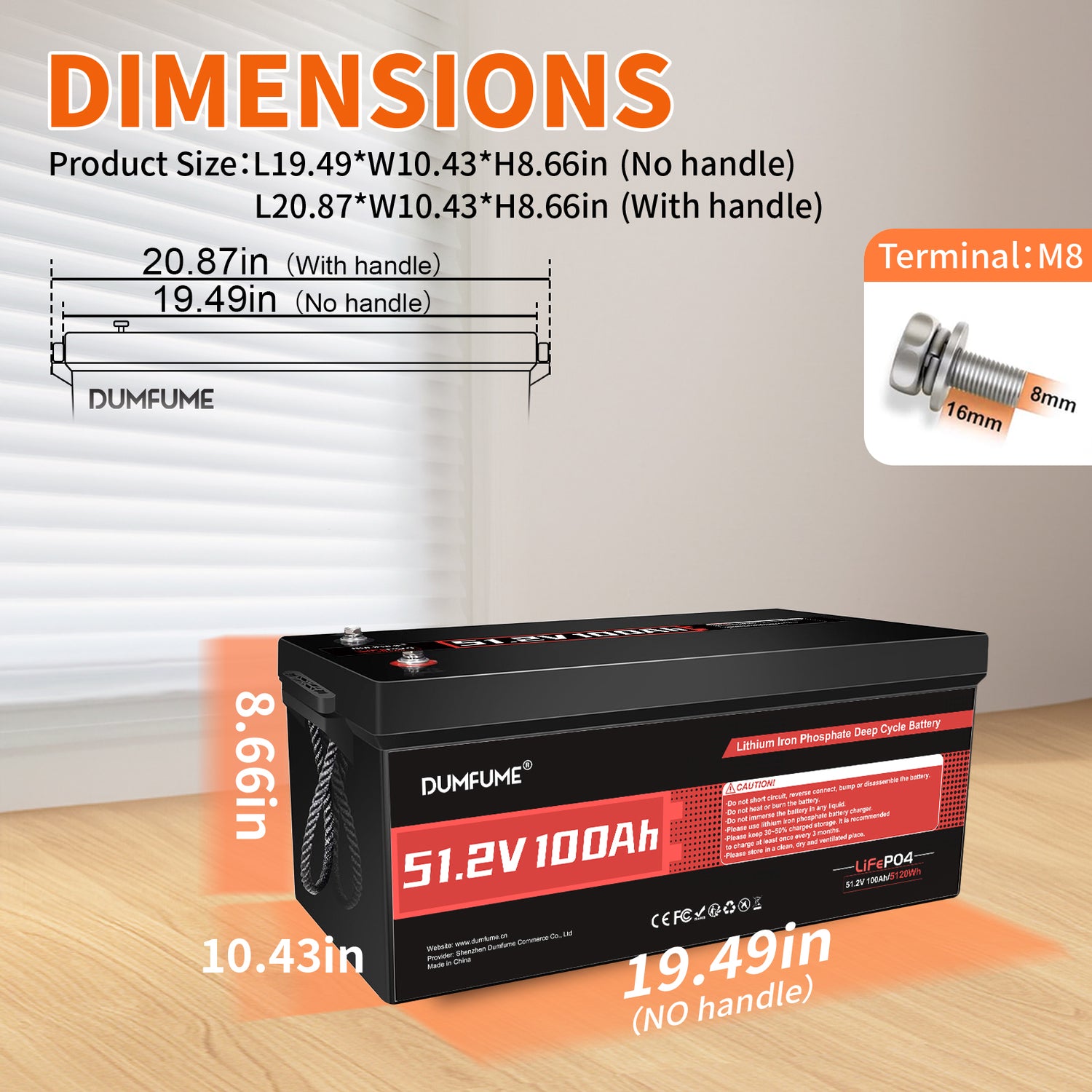 Dumfume 48V 100Ah Deep Cycle Rechargeable LiFePO4 Battery for RV, Solar, Marine, Camping, Off-Grid, Home Energy Storage, Golf Carts