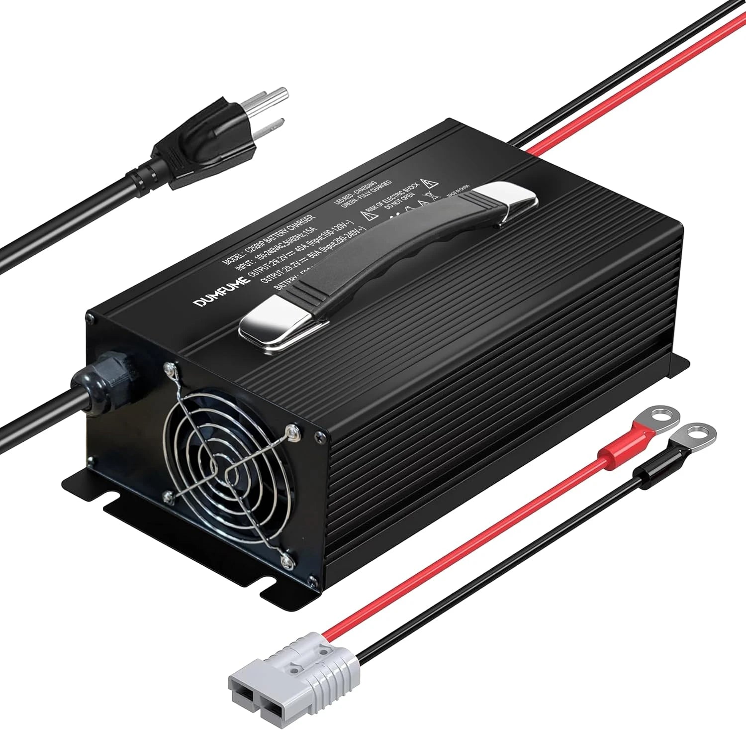 Dumfume 29.2V 40A LiFePO4 Battery Charger  Built-in Security Protection & Anderson Connector