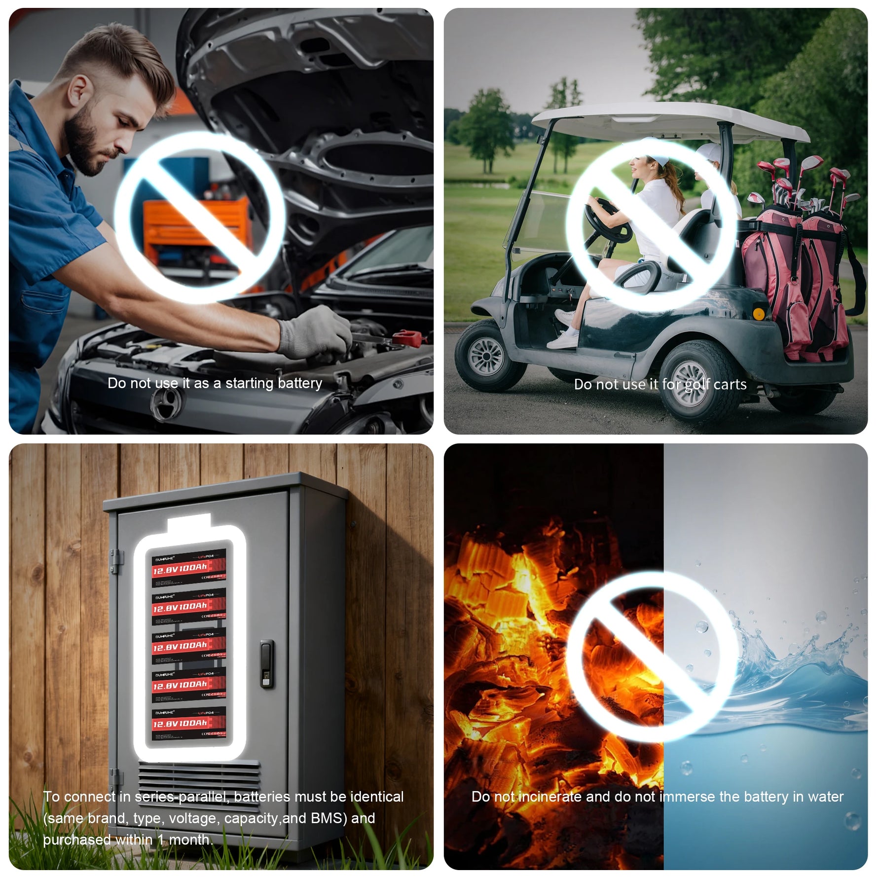 dumfume battery website 12V 100Ah do not support 4 Scene
