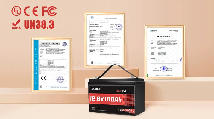 Dumfume  12V 100Ah Deep Cycle Rechargeable LiFePO4 Battery