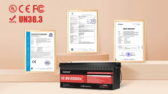 Dumfume 12V 200Ah Deep Cycle Rechargeable LiFePO4 Battery