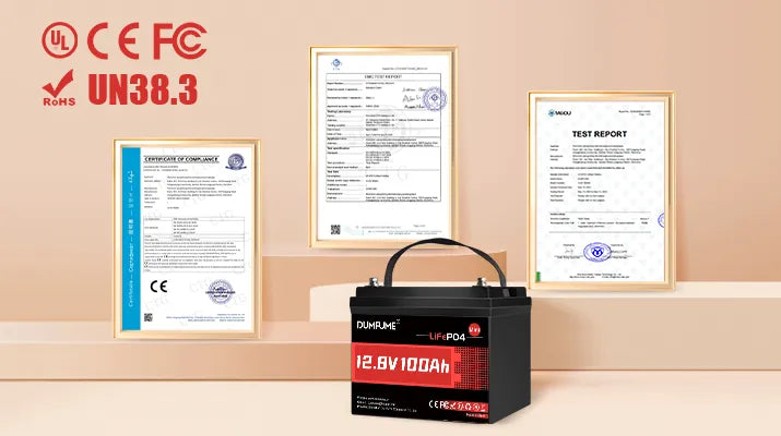 Dumfume 12V 100Ah Mini  Max Deep Cycle Rechargeable LiFePO4 Battery