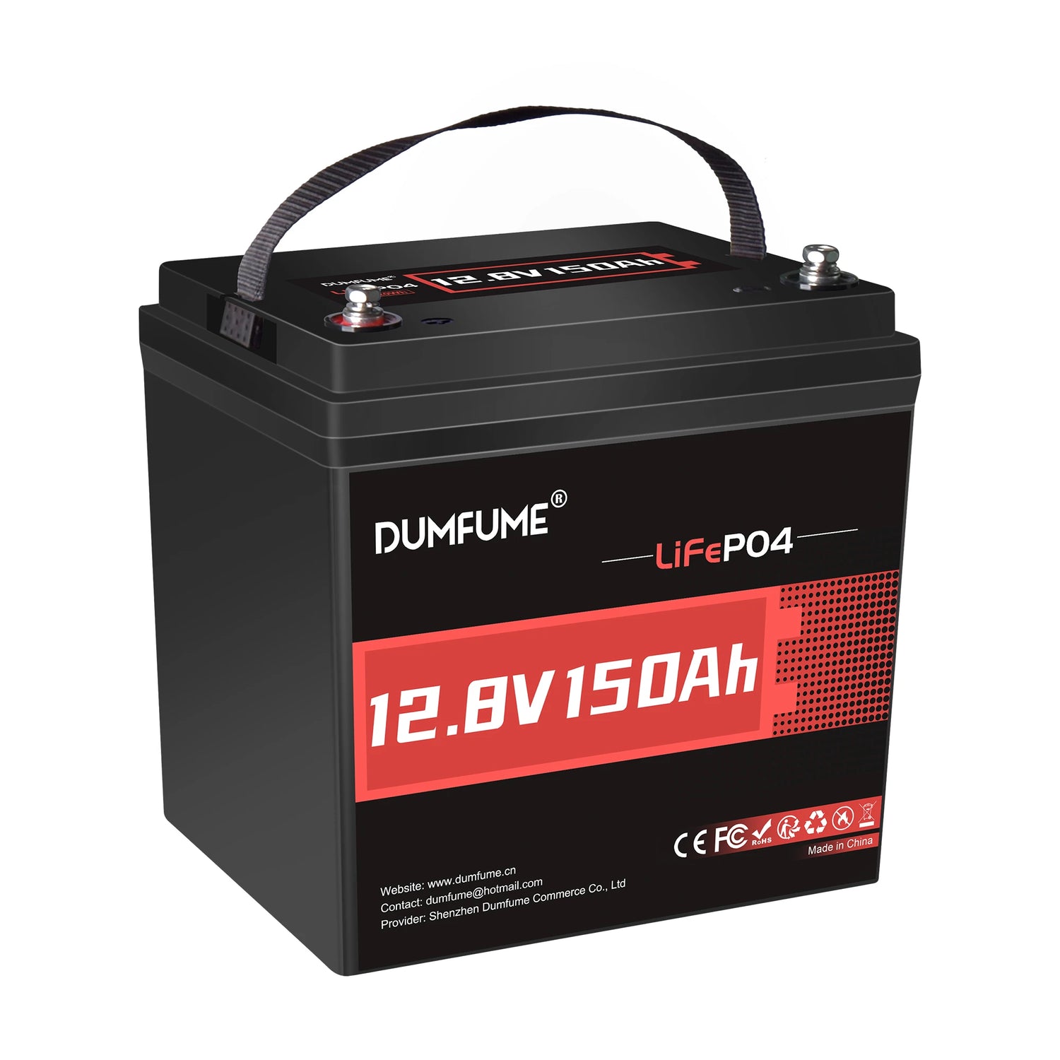 Dumfume 12V 150Ah Max Deep Cycle Rechargeable LiFePO4 Battery for RV Solar Marine Solar Panel Camping