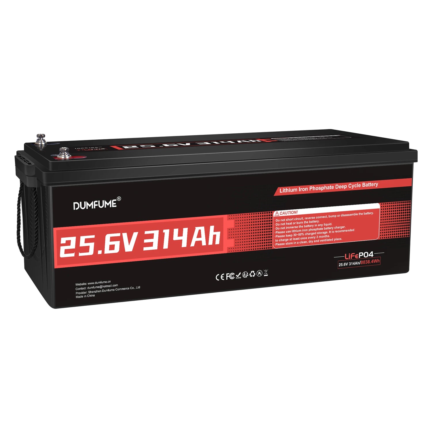Dumfume 24V 314Ah Deep Cycle Rechargeable LiFePO4  Battery for RV, Solar, Marine, Camping, Off-Grid, Home Energy Storage