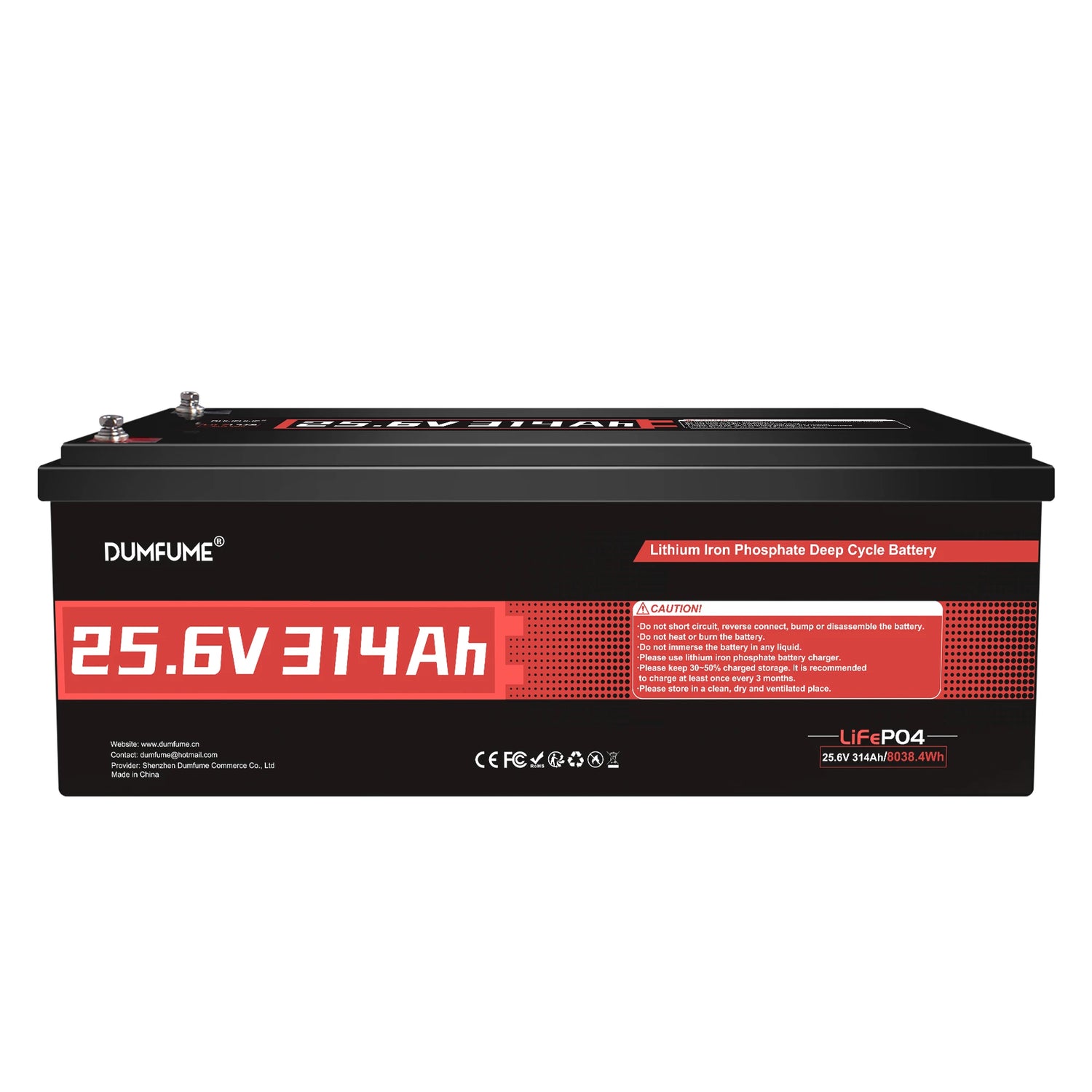 Dumfume 24V 314Ah Deep Cycle Rechargeable LiFePO4  Battery for RV, Solar, Marine, Camping, Off-Grid, Home Energy Storage
