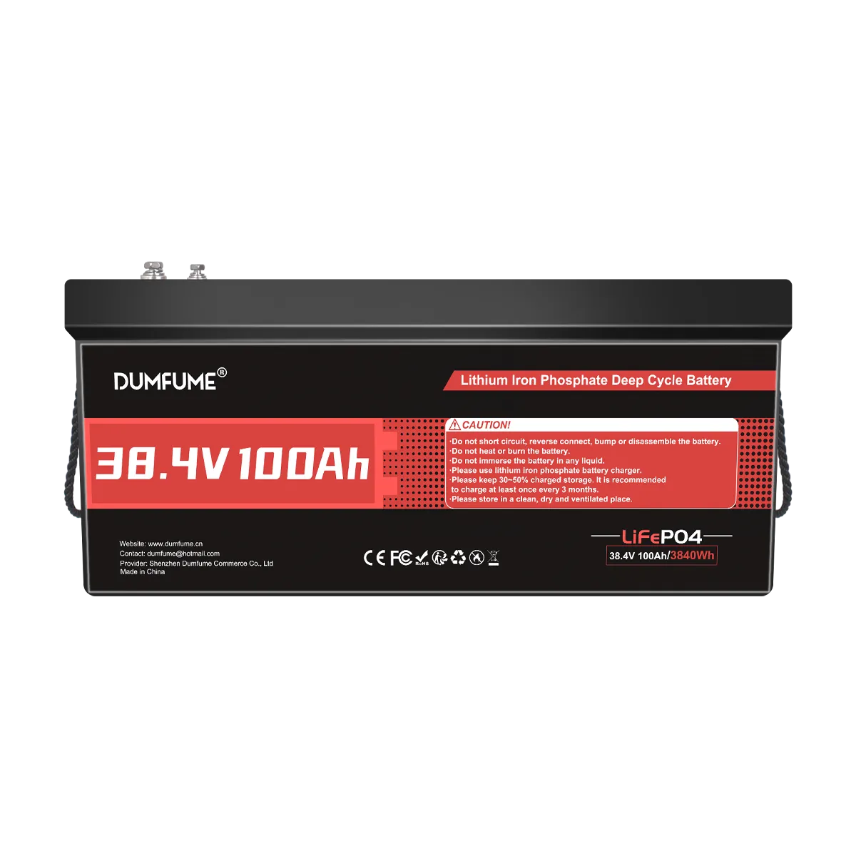 Dumfume 36V 100Ah Deep Cycle Rechargeable LiFePO4 Battery